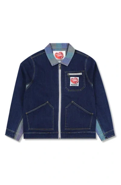 Pleasures X Richard Bernstein Cake Denim Zip Jacket In Blue