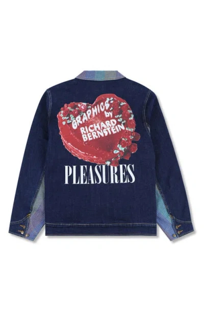Pleasures X Richard Bernstein Cake Denim Zip Jacket In Blue