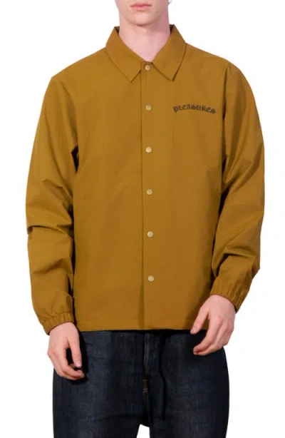 Pleasures Neural Snap Front Jacket In Brown