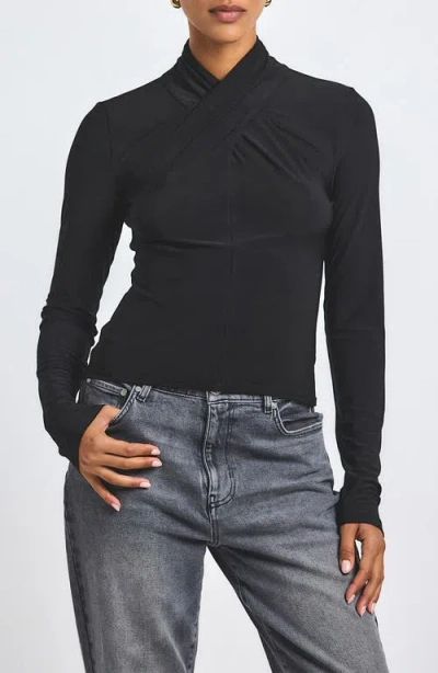 Derek Lam 10 Crosby Krini Twist Neck Top In Black