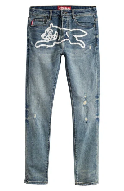 Icecream Shade Chocolate Fit Stretch Denim Jeans In Blue