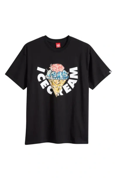 Icecream Bouquet Cotton T-shirt In Black