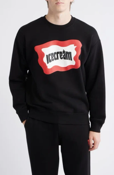Icecream Cotton Graphic Sweatshirt In Black