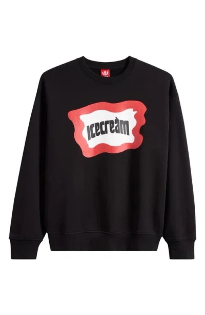 Icecream Cotton Graphic Sweatshirt In Black