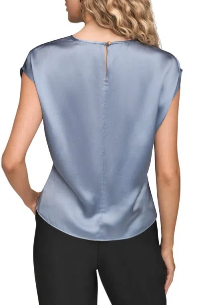 Donna Karan New York Cap Sleeve Stretch Silk Top In Gray