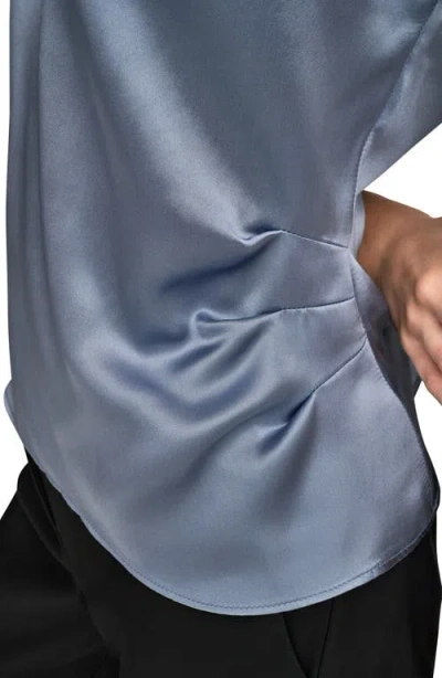 Donna Karan New York Cap Sleeve Stretch Silk Top In Gray