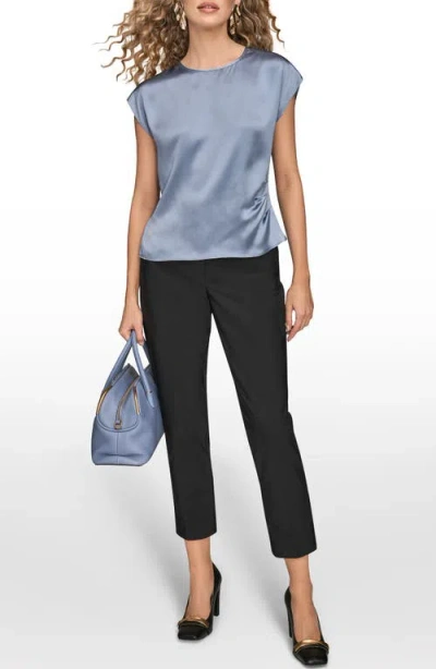 Donna Karan New York Cap Sleeve Stretch Silk Top In Gray