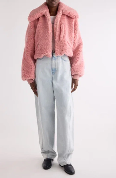 Givenchy Cropped Blouson In Shearling Effect In Pink
