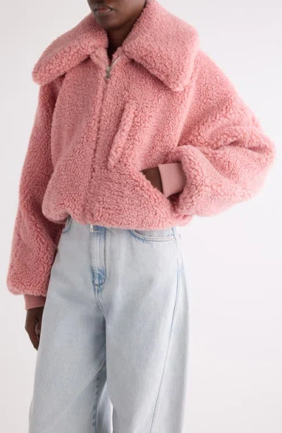 Givenchy Cropped Blouson In Shearling Effect In Pink