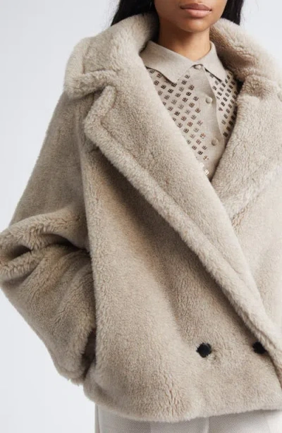 Max Mara Teddy Bear Icon Coat Short Sand In Alpaca And Wool In Multi
