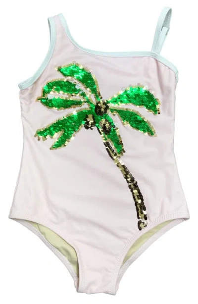 Shade Critters Kids' Sequin Palm One-piece Swimsuit In Animal Print