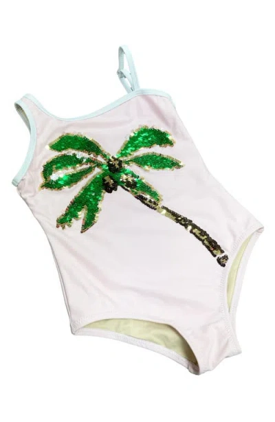 Shade Critters Kids' Sequin Palm One-piece Swimsuit In Animal Print