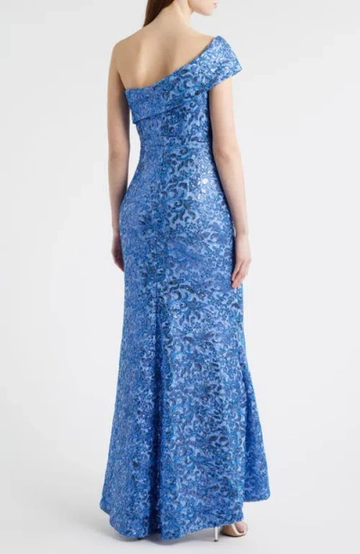 Eliza J Rhinestone One-shoulder Mermaid Gown In Multi