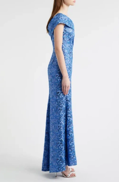 Eliza J Rhinestone One-shoulder Mermaid Gown In Multi