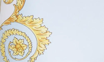 Versace Blue Leggings With All-over Geometric Print In Stretch Fabric Woman In Multi