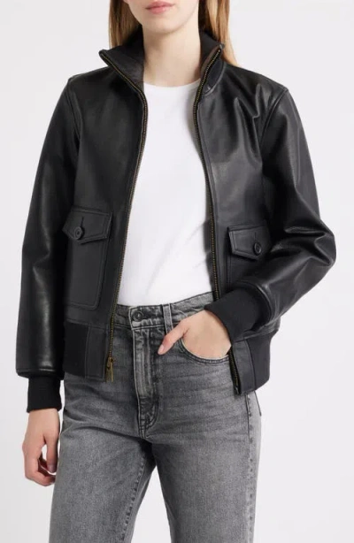 Schott Nyc Leather Flight Jacket In Black