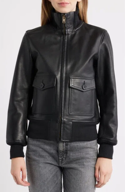 Schott Nyc Leather Flight Jacket In Black