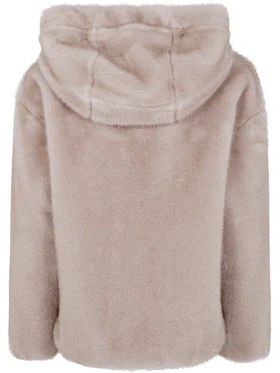 Herno Women "bomber" Soft Faux Fux Jacket In Multi