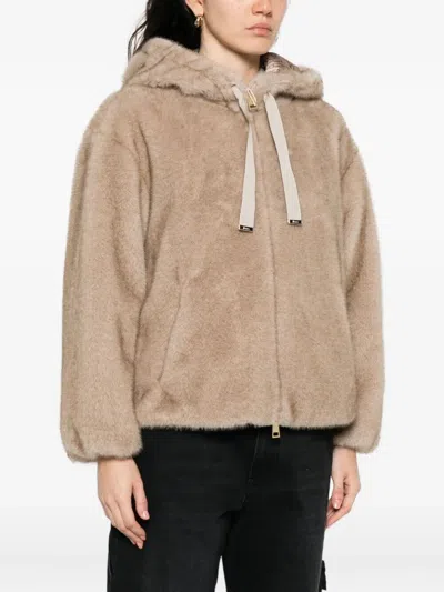 Herno Women "bomber" Soft Faux Fux Jacket In Multi