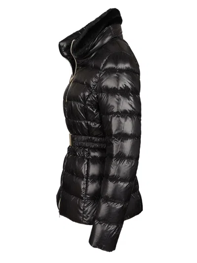 Herno Shniy Padded Down Jacket With Belt Coats Black In Black