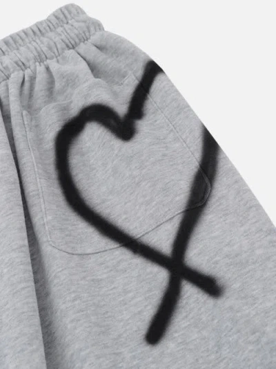 Aelfric Eden Graffiti Heart Baggy Sweatpants In Gray
