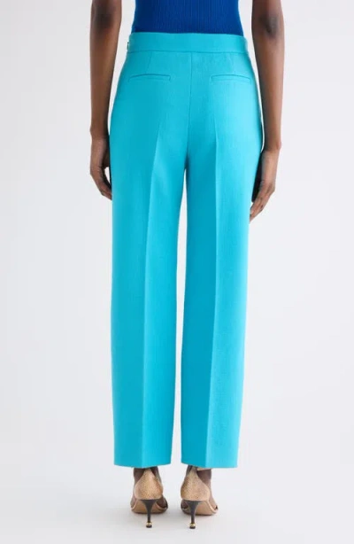 Chloé Lower Impact Wool Crepe Straight-leg Ankle Pants In Blue