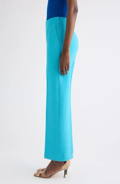 Chloé Lower Impact Wool Crepe Straight-leg Ankle Pants In Blue