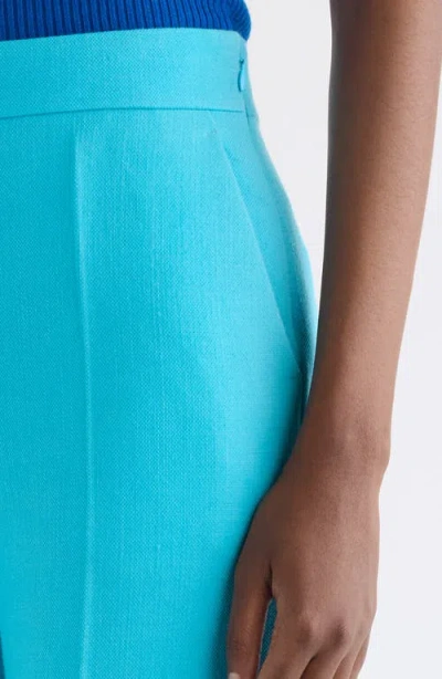 Chloé Lower Impact Wool Crepe Straight-leg Ankle Pants In Blue