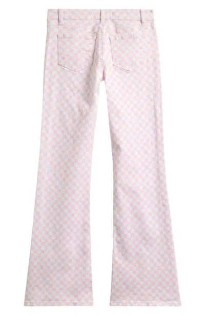 Tractr Kids' Check Flare Stretch Denim Jeans In Pink