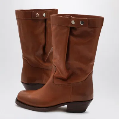 Isabel Marant Ademe Havana Leather Biker Boot Women In Brown
