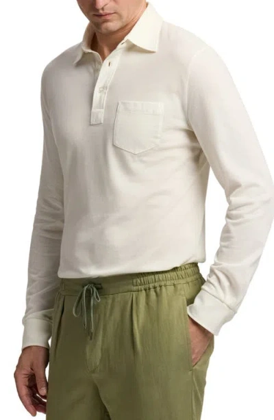 Ralph Lauren Purple Label Long Sleeve Cotton & Cashmere Piqué Pocket Polo In Neutral
