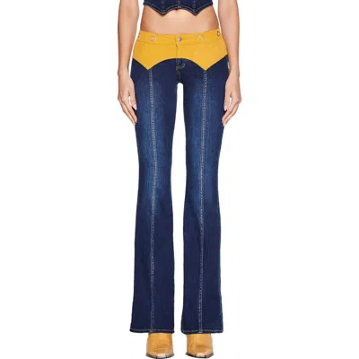 I.am.gia Tommie Mixed Media Flare Leg Jeans In Blue