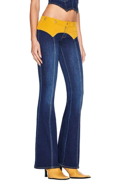 I.am.gia Tommie Mixed Media Flare Leg Jeans In Blue