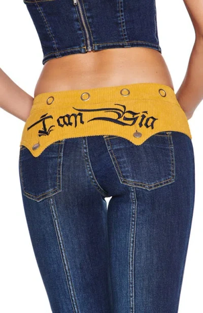 I.am.gia Tommie Mixed Media Flare Leg Jeans In Blue