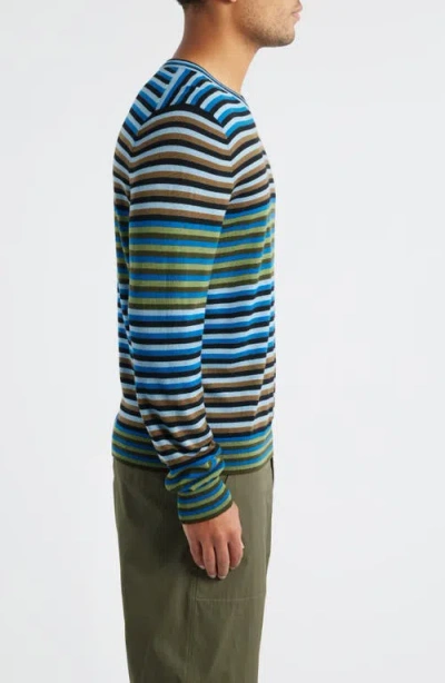 Ps By Paul Smith Ps Paul Smith Stripe Merino Wool Crewneck Sweater In Blue