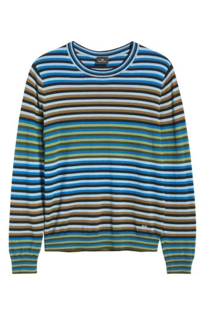 Ps By Paul Smith Ps Paul Smith Stripe Merino Wool Crewneck Sweater In Blue