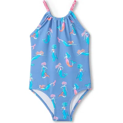 Hatley Kids' Salty Mermaids One-piece Swimsuit In Blue