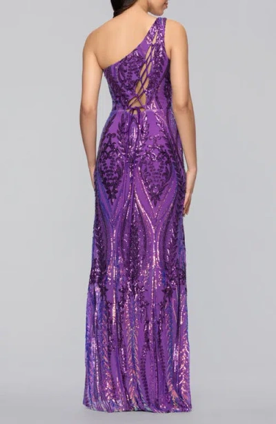 Blondie Nites Sequin Tie-back Gown In Purple