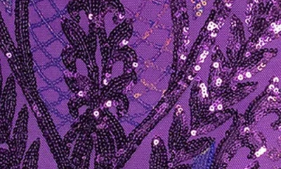 Blondie Nites Sequin Tie-back Gown In Purple