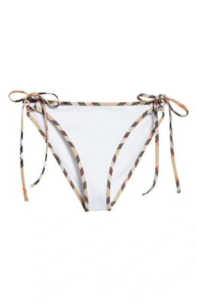 Burberry Starla Check Trim String Bikini Bottoms In White