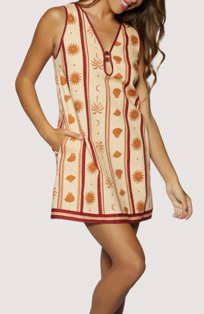 Lost + Wander Coral Faire Keyhole Minidress In Multi