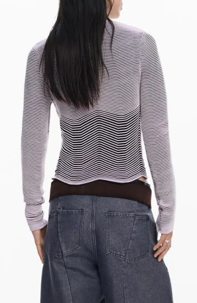 Desigual Stripe Mock Neck Sweatshirt In Multi