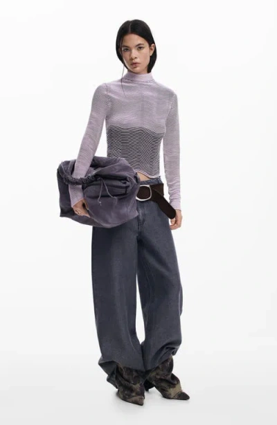 Desigual Stripe Mock Neck Sweatshirt In Multi