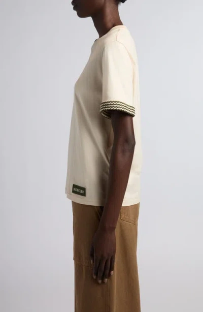 Moncler Knit Cuff Cotton T-shirt In White