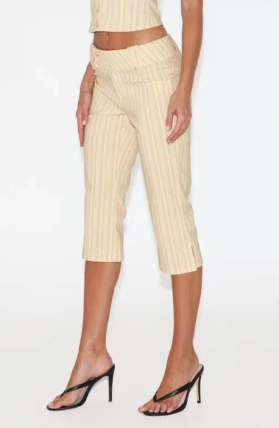 Tiger Mist Kittie Stripe Capri Pants In Yellow