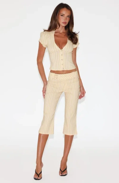 Tiger Mist Kittie Stripe Capri Pants In Yellow