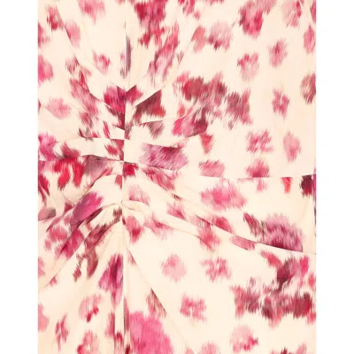 Isabel Marant Terenae Ikat Print Bubble Sleeve Stretch Silk Midi Dress In Multi