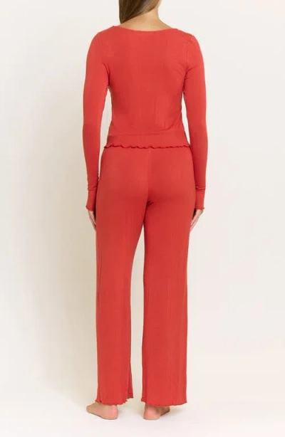 Honeydew Dreamland Lounge Rib Pajamas In Red