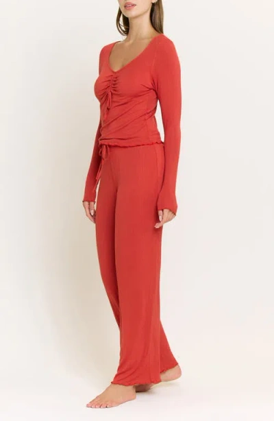 Honeydew Dreamland Lounge Rib Pajamas In Red