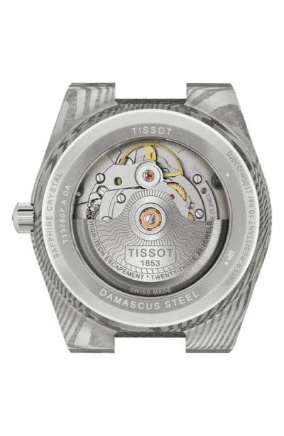 Tissot Prx Powermatic 80 Damascus Steel Leather Strap Watch, 38mm In Black